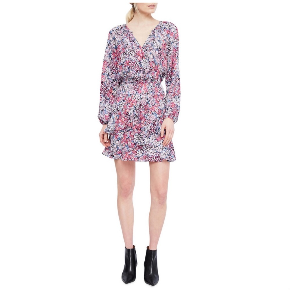 Parker Bertie Full-Sleeve Floral Silk Dress XS NWT